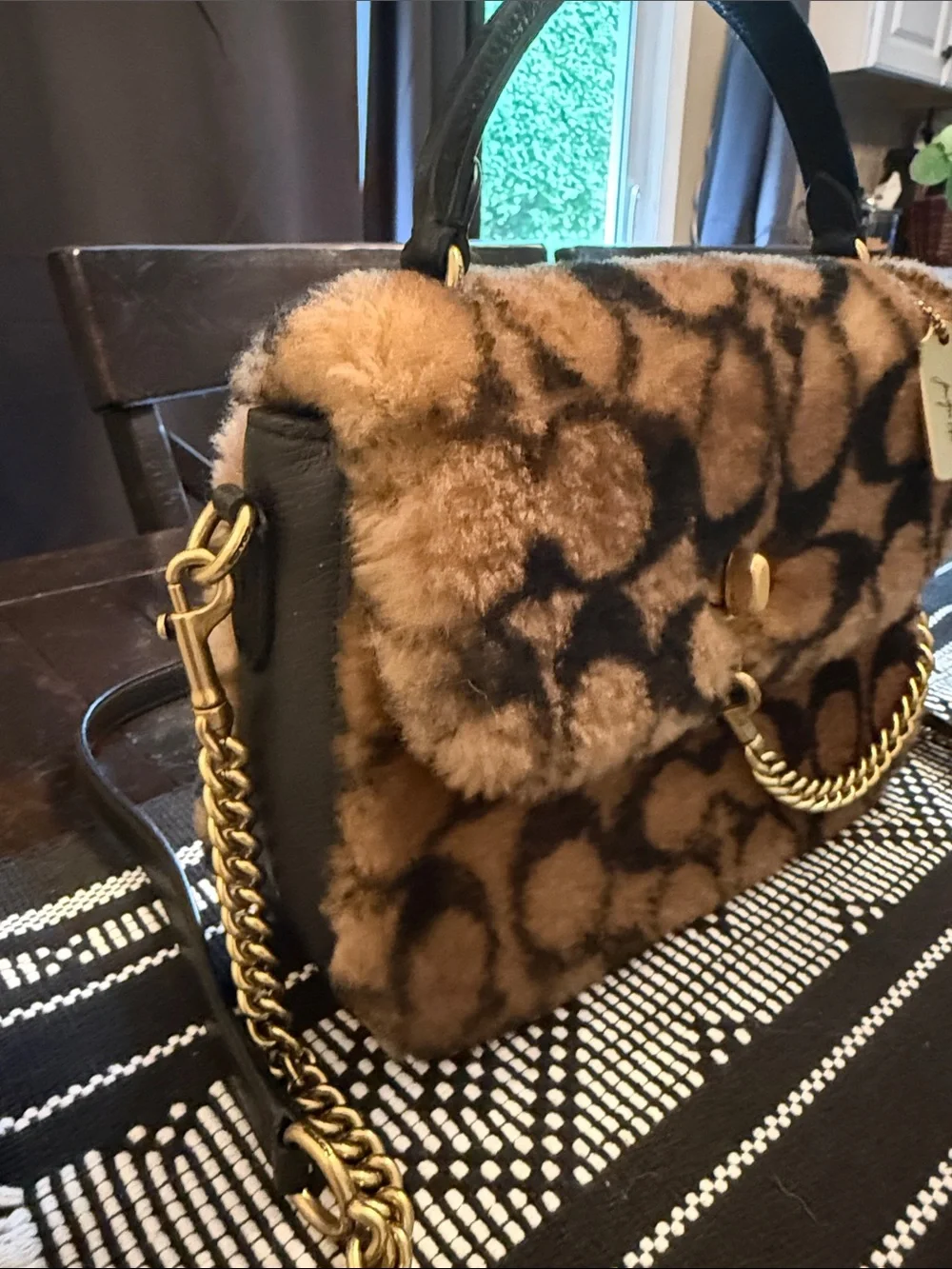 Coach J Lo Faux Fur Turnlock Shoulder Bag